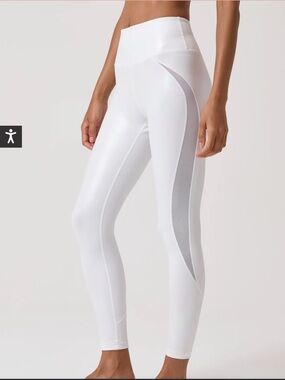Spiritual Gangster White High-Waist Leggings with Mesh Side Panels